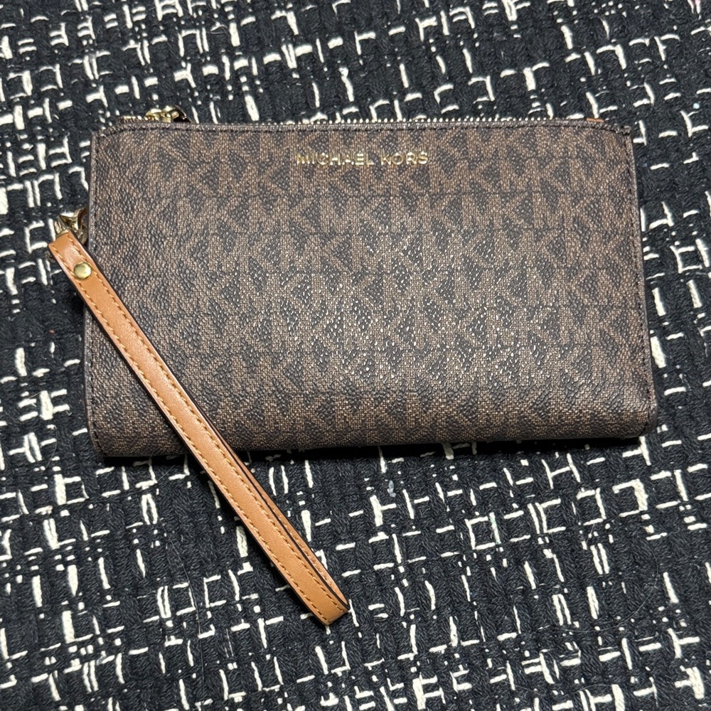 Michael Kors Monogram Brown Wristlet